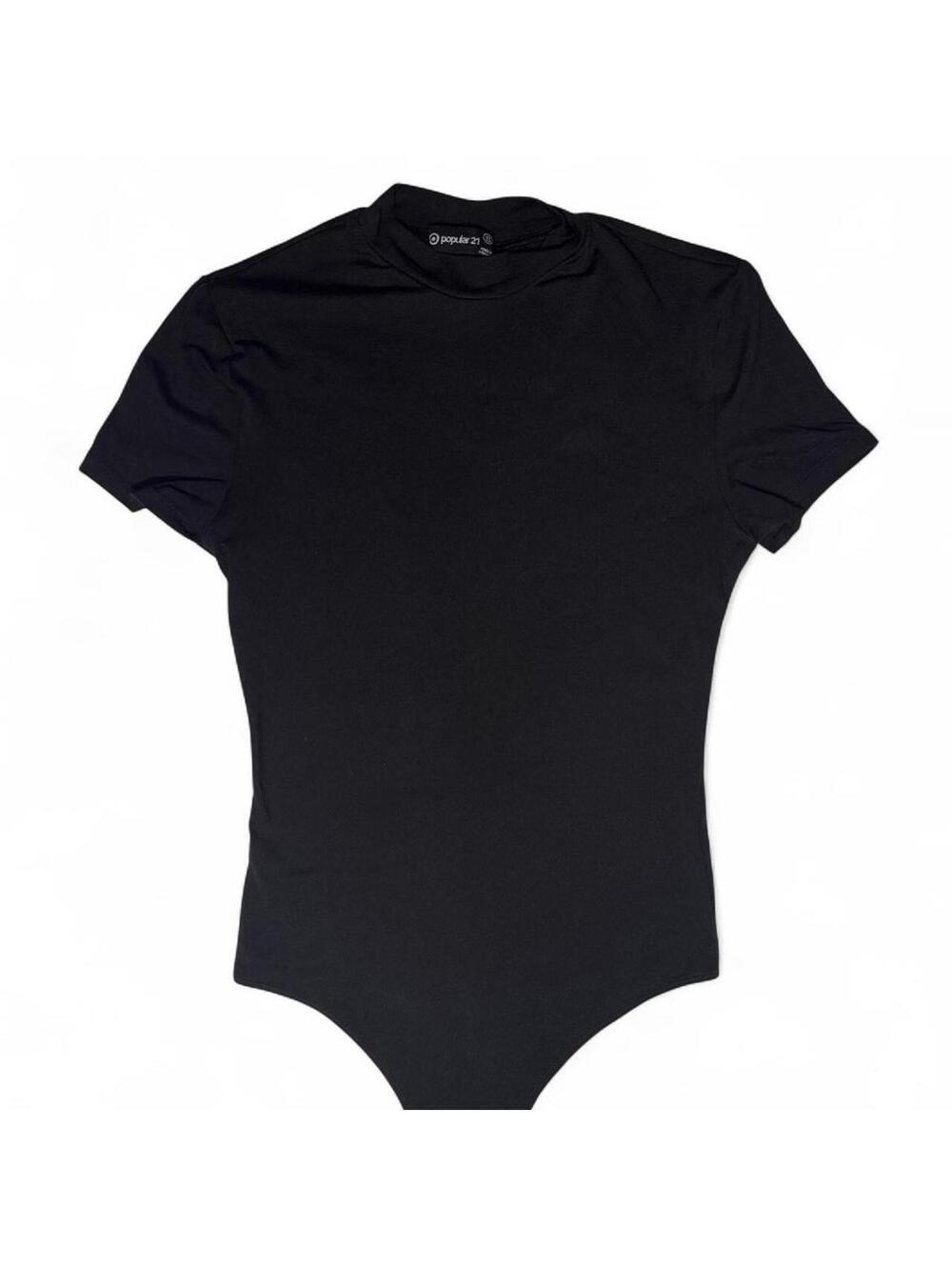 Minimalist Mock Turtleneck Midnight Black Essential Stretchy Body Suit Size S